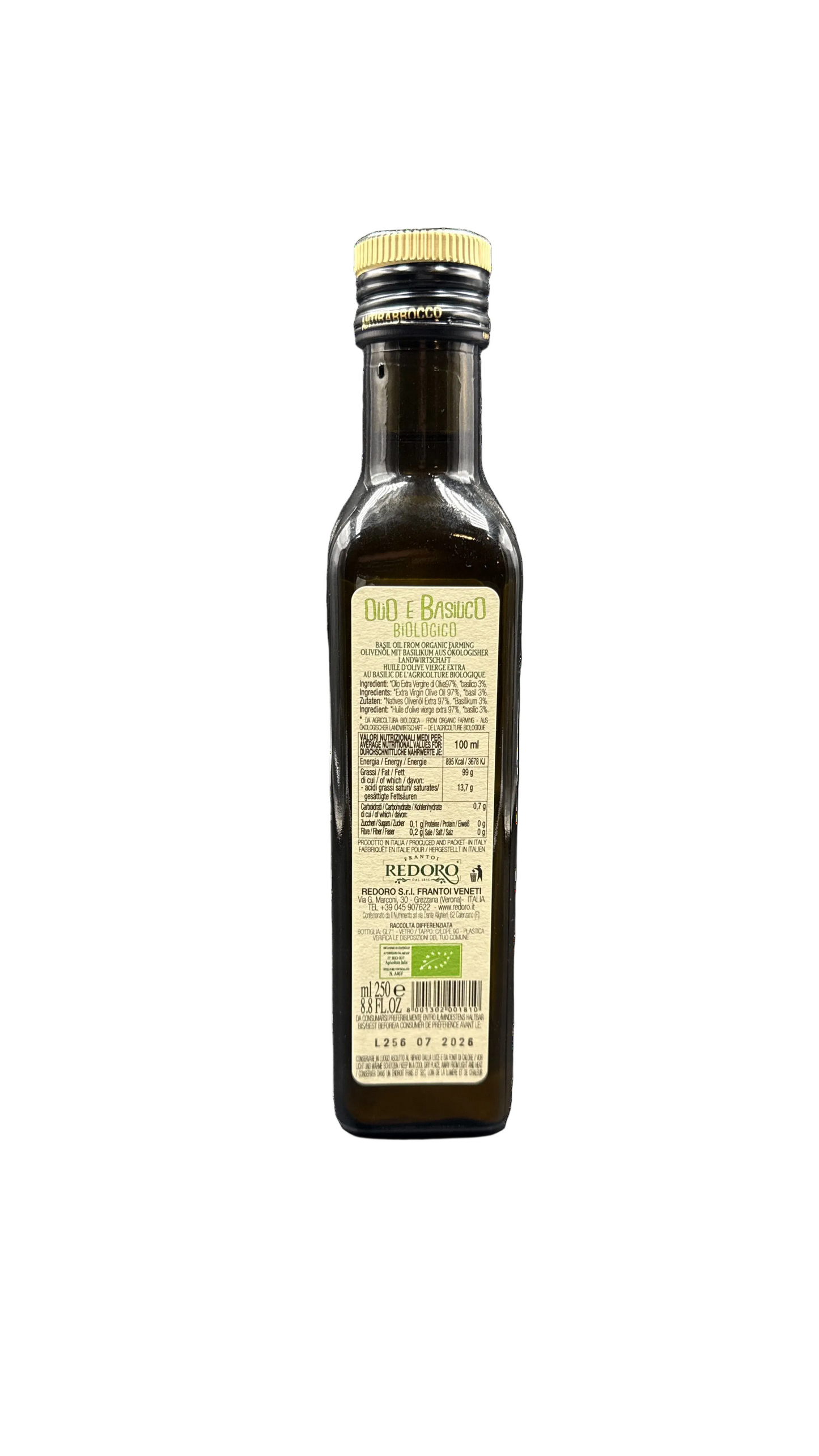 Redoro Olio e basilico Bio - 250ml